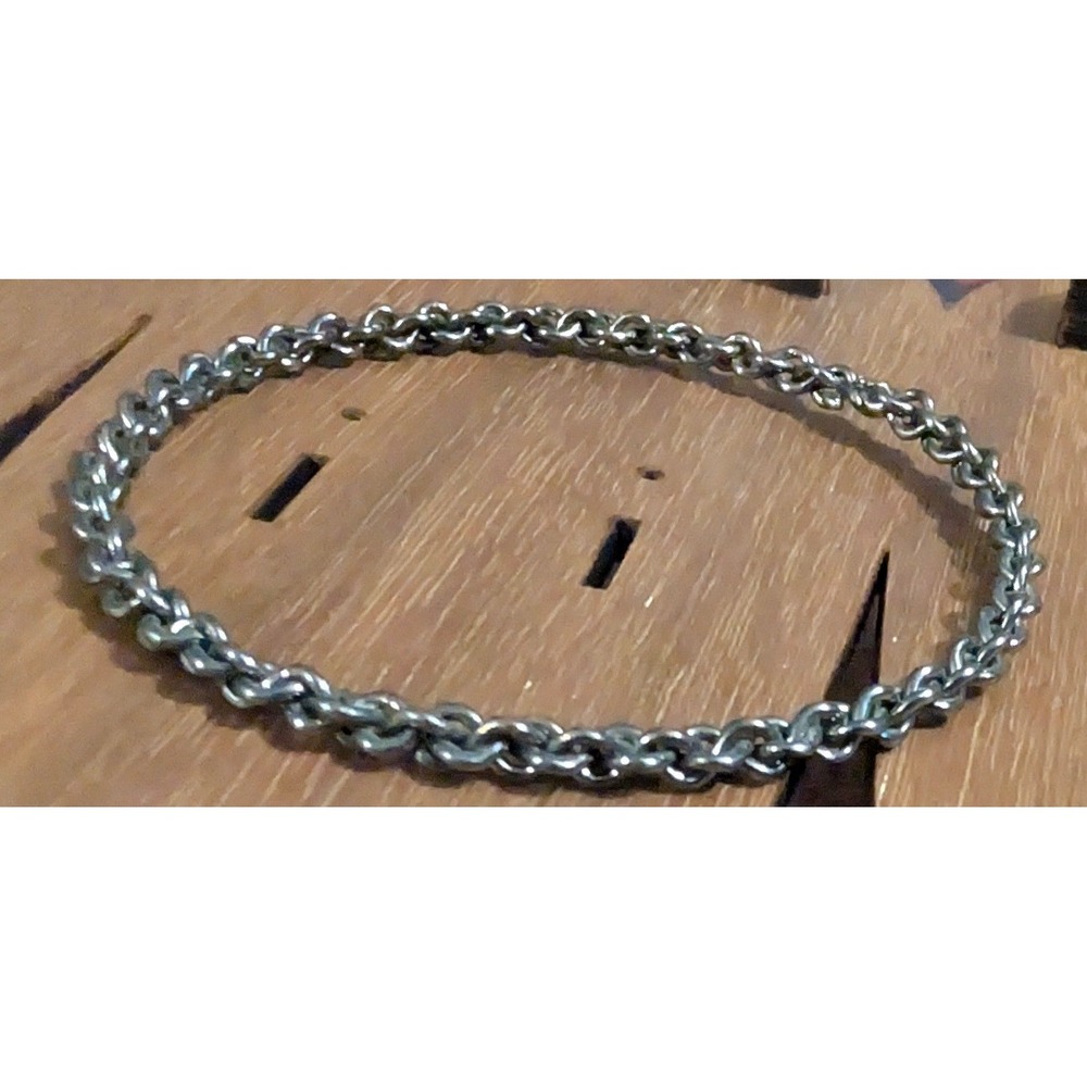 Rolo Solid Chain Bangle Bracelet Dark Silver Tone Link‎ Classic Magnetic Stack